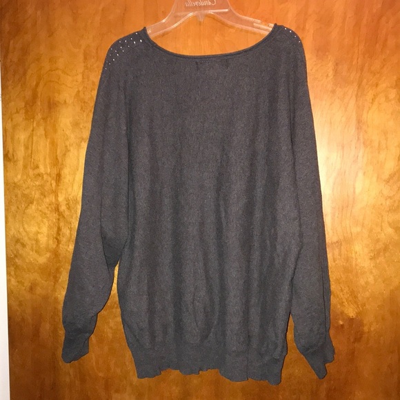 Gray scoop neck sweater with silver studs - Picture 2 of 3